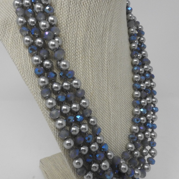 Premier Designs Long Beaded Silver Necklace NWOT - Picture 3 of 3